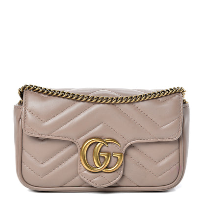 Gucci Calfskin Matelasse Super Mini GG Marmont Shoulder Bag Porcelain Rose 1 of 18