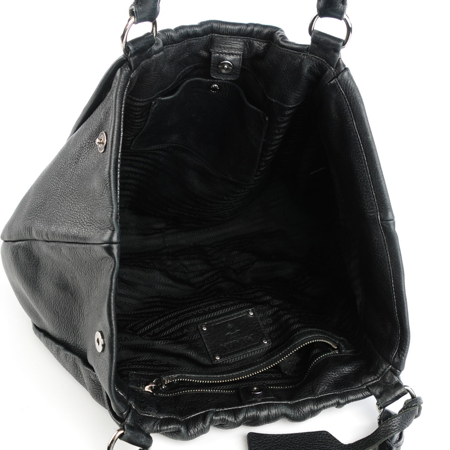 Prada Deerskin Shoulder Bag Black 6 of 9