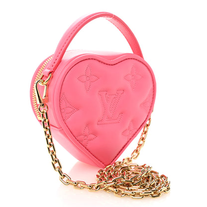 Louis Vuitton Calfskin Embroidered Monogram Pop My Heart Bag Pouch Dragon Fruit Pink 3 of 9