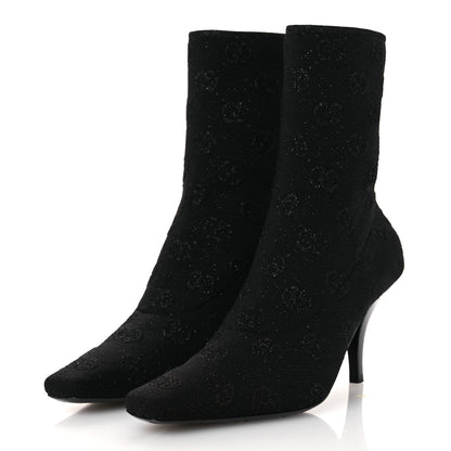 Gucci Technical Jersey Knit GG Monogram Square G 75mm Ankle Boots 39 Black Gray 4 of 10