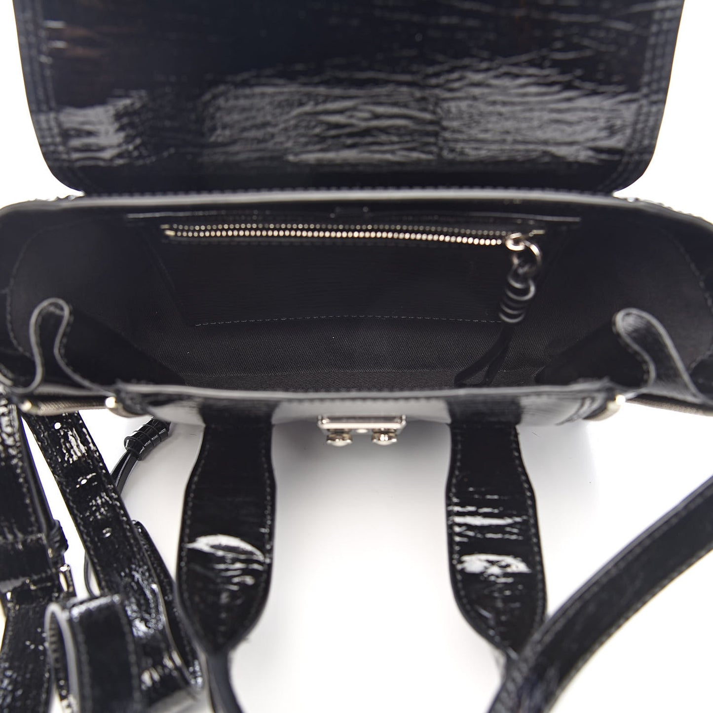 3.1 Textured Patent Mini Pashli Satchel Black