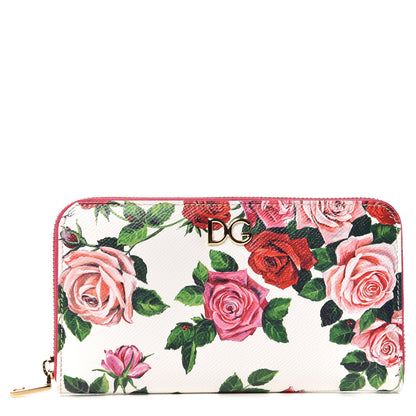 Dolce & Gabbana Dauphine Rose Print Zip Around Wallet Multicolor 1 of 9