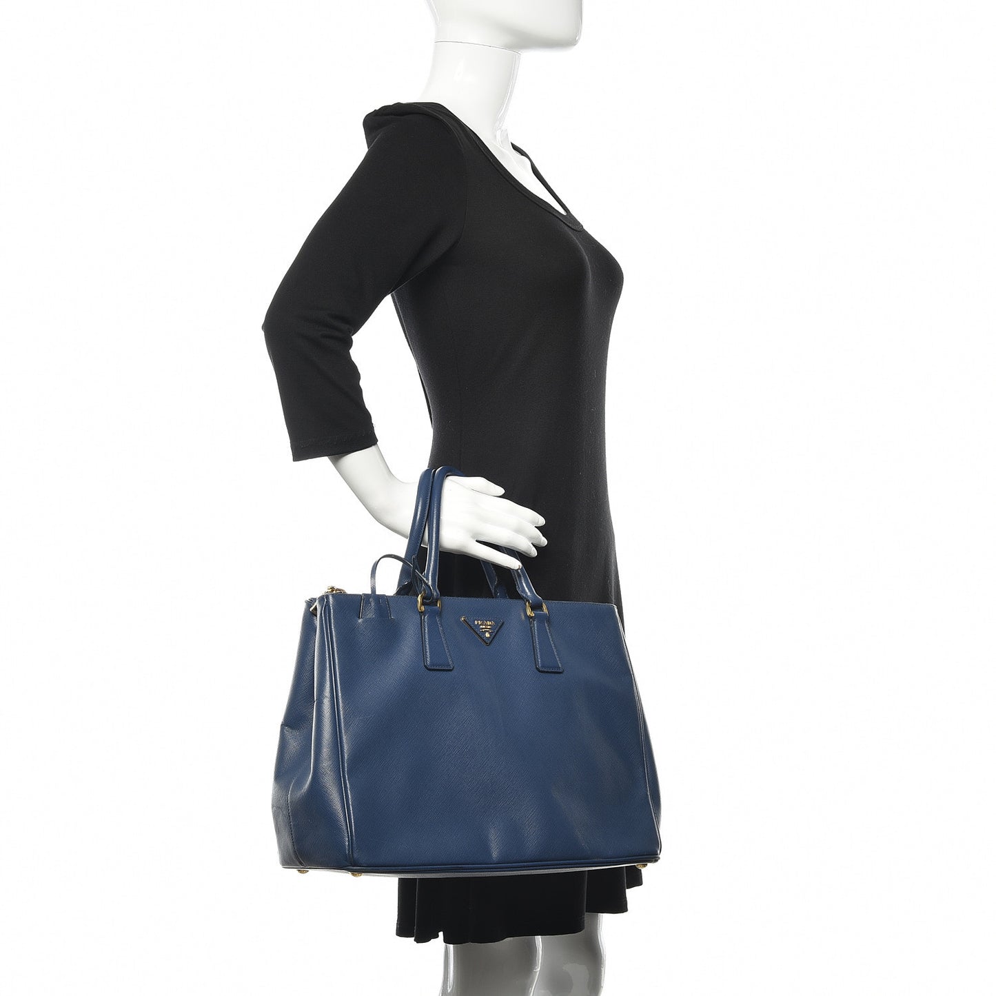 Saffiano Large Galleria Double Zip Tote Cobalto