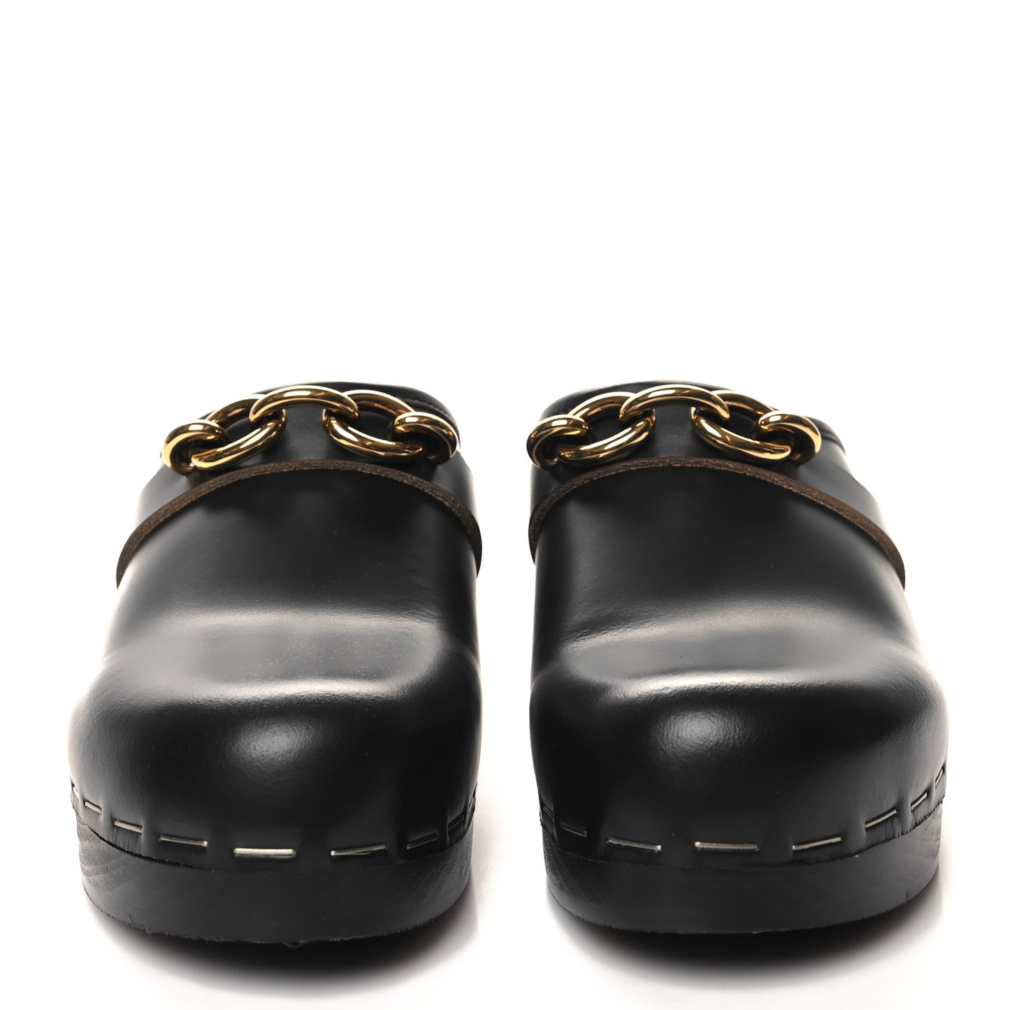 Smooth Calfskin Le Maillon Clogs 38.5 Black