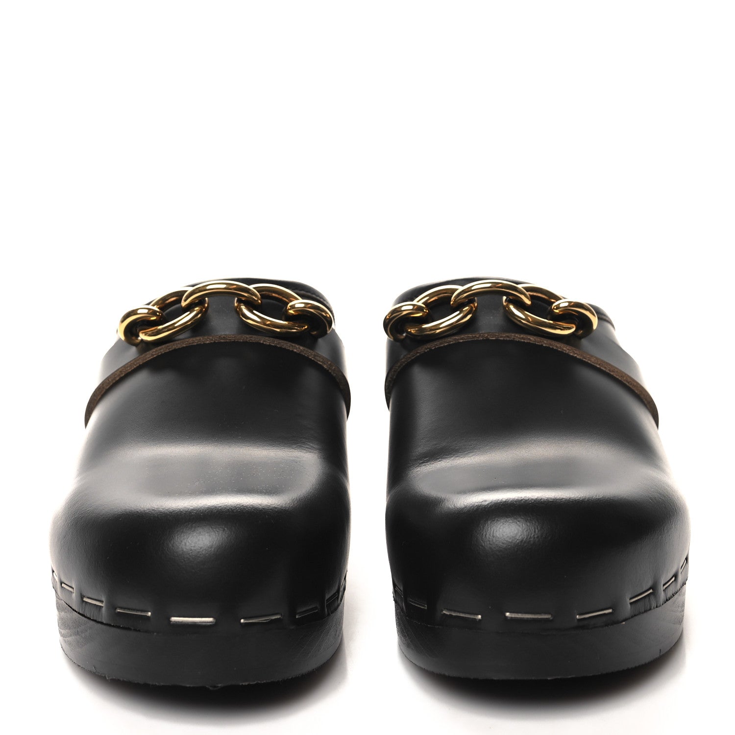 Saint Laurent Smooth Calfskin Le Maillon Clogs 38.5 Black 2 of 9