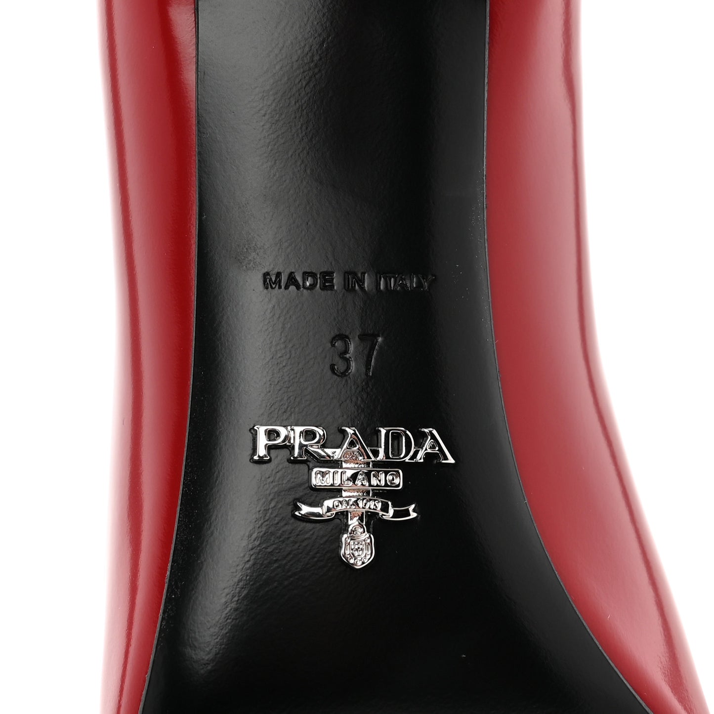 Spazzolato Triangle Logo Pointed Toe 75mm Pumps 37 Scarlatto