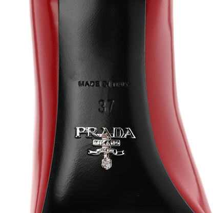 Prada Spazzolato Triangle Logo Pointed Toe 75mm Pumps 37 Scarlatto 6 of 11