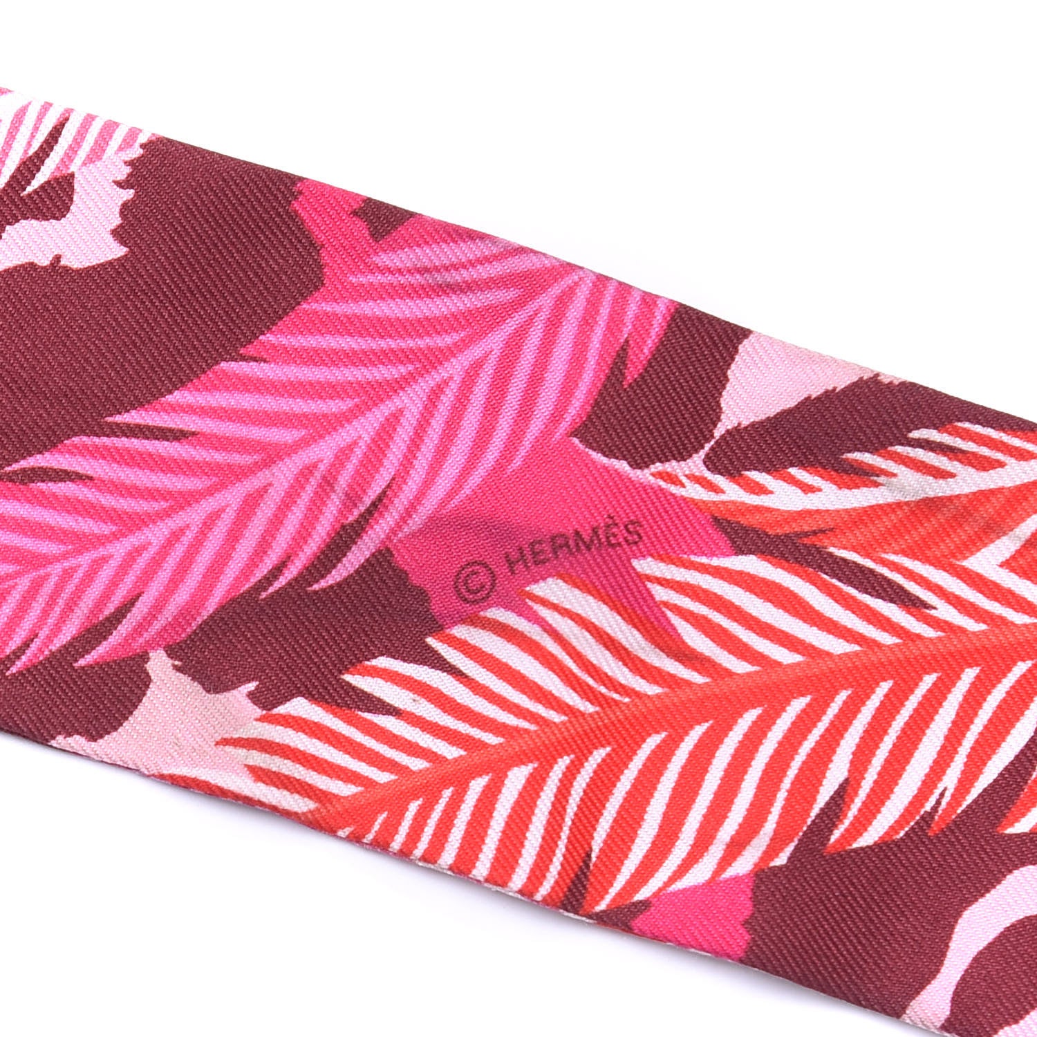 Hermes Silk Jaguar Quetzal Twilly Fuchsia Rose Bordeaux 3 of 3