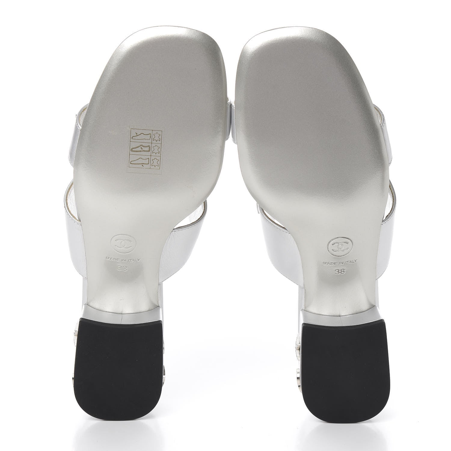 Chanel Iridescent Calfskin Crystal Stars Mules 38 Silver 5 of 8