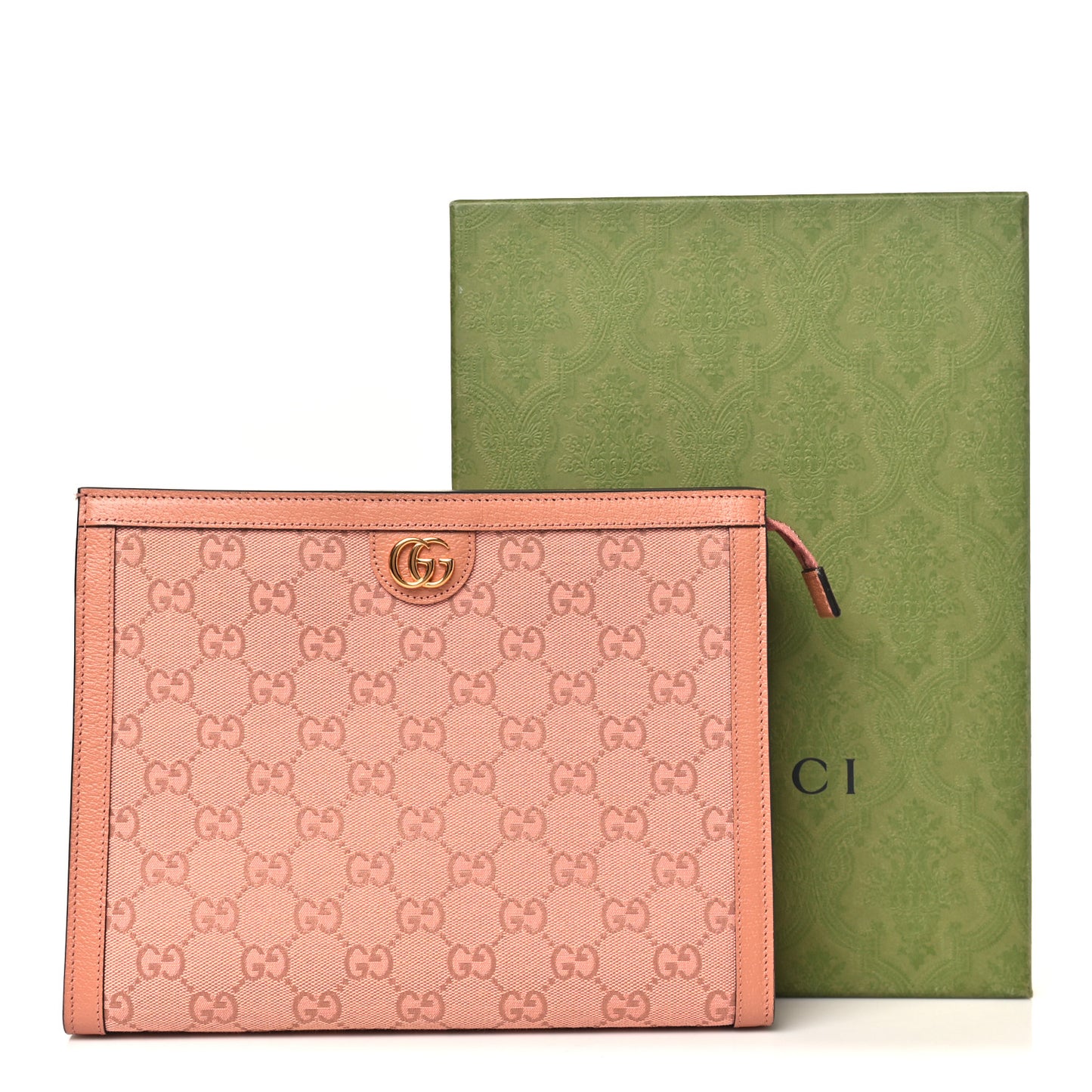 Monogram Textured Dollar Calfskin Ophidia Pouch Cloche Rose Pink