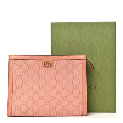 Gucci Monogram Textured Dollar Calfskin Ophidia Pouch Cloche Rose Pink 9 of 9