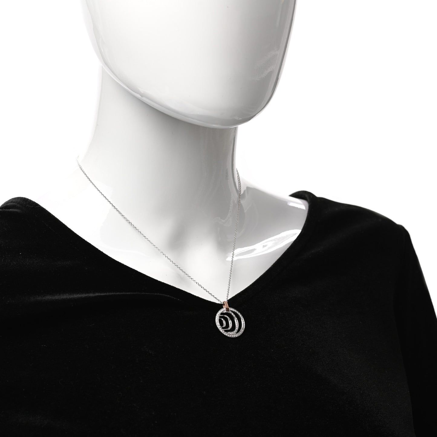 18K White Rose Gold Diamond Damianissima Circle Pendant Necklace