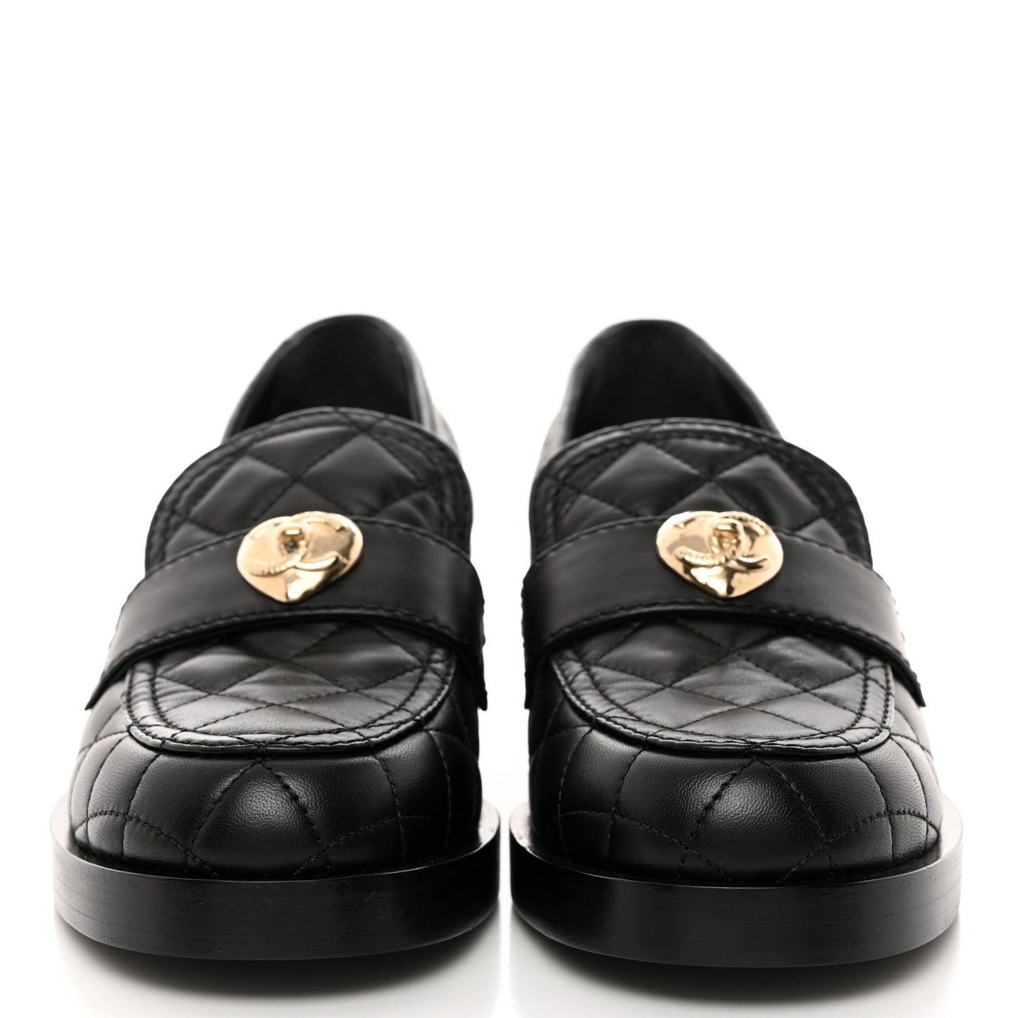 Lambskin Quilted CC Heart Loafers 37 Black