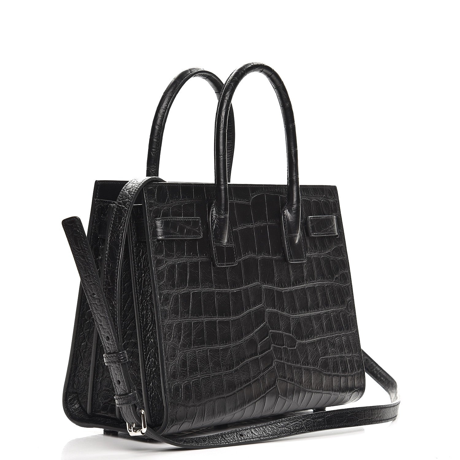 Saint Laurent Calfskin Crocodile Embossed Baby Sac De Jour Black 4 of 9
