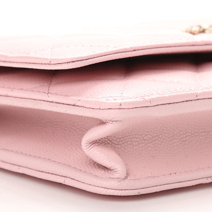 Chanel Caviar Quilted Crystal CC Wallet On Chain WOC Light Pink 10 of 12
