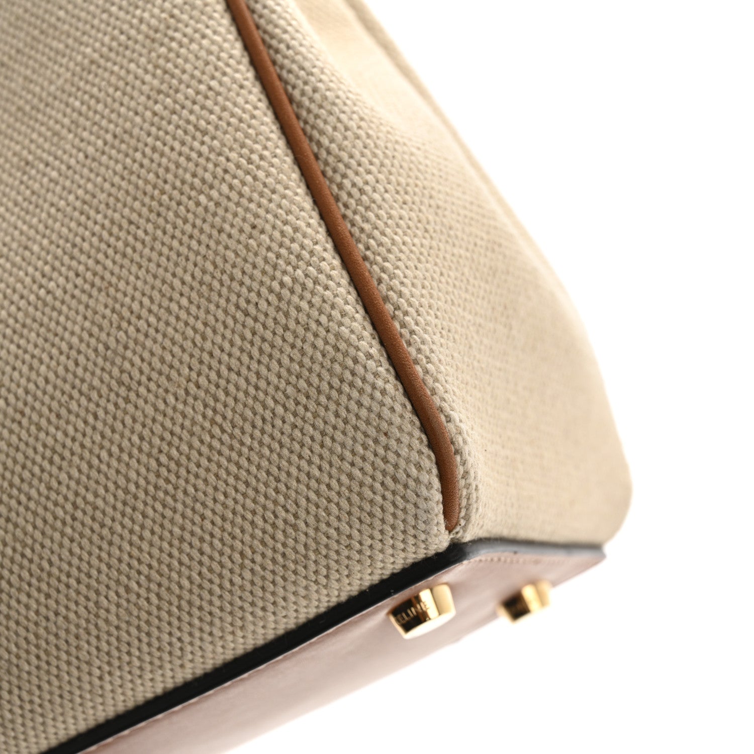 Celine Canvas Calfskin Small 16 Top Handle Bag Natural Tan 15 of 15