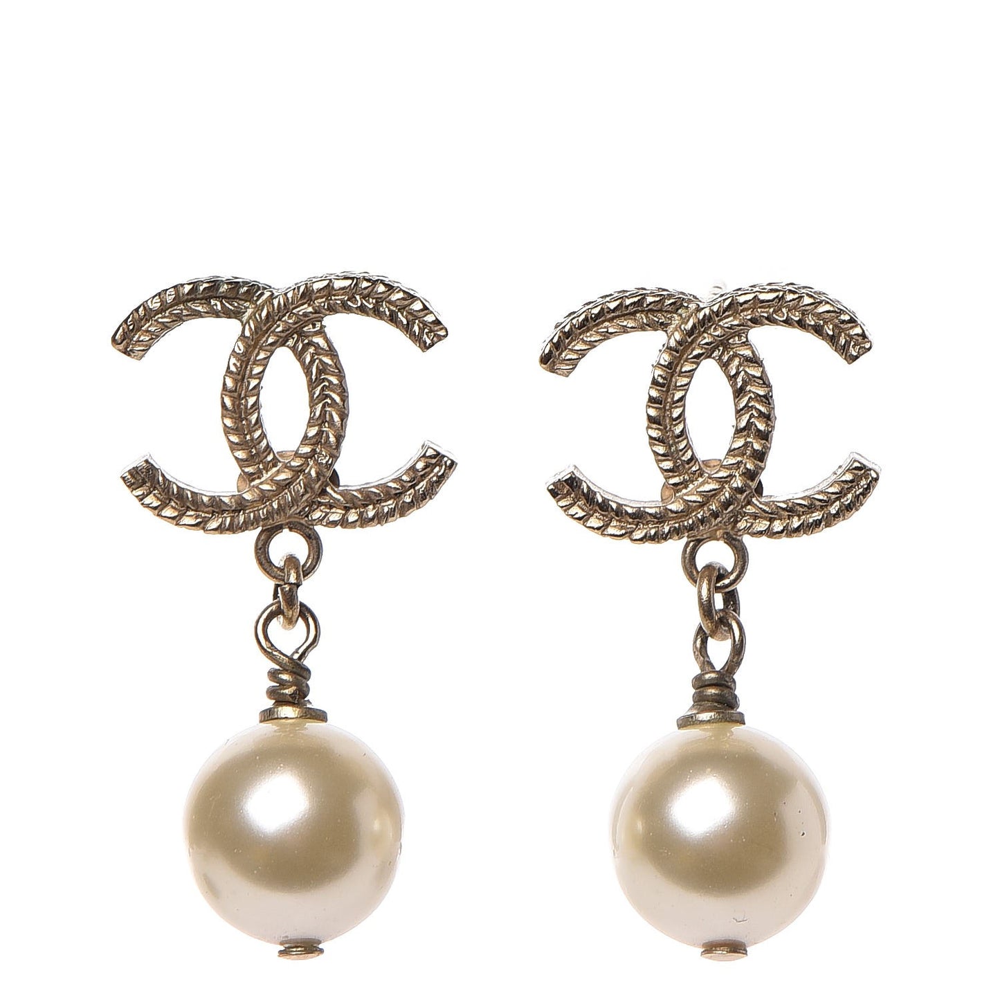 Pearl CC Drop Earrings Gold