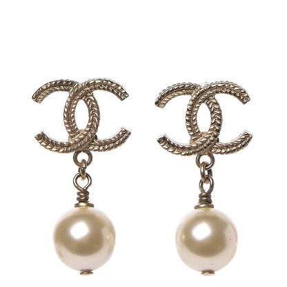 Chanel Pearl CC Drop Earrings Gold 1 of 5