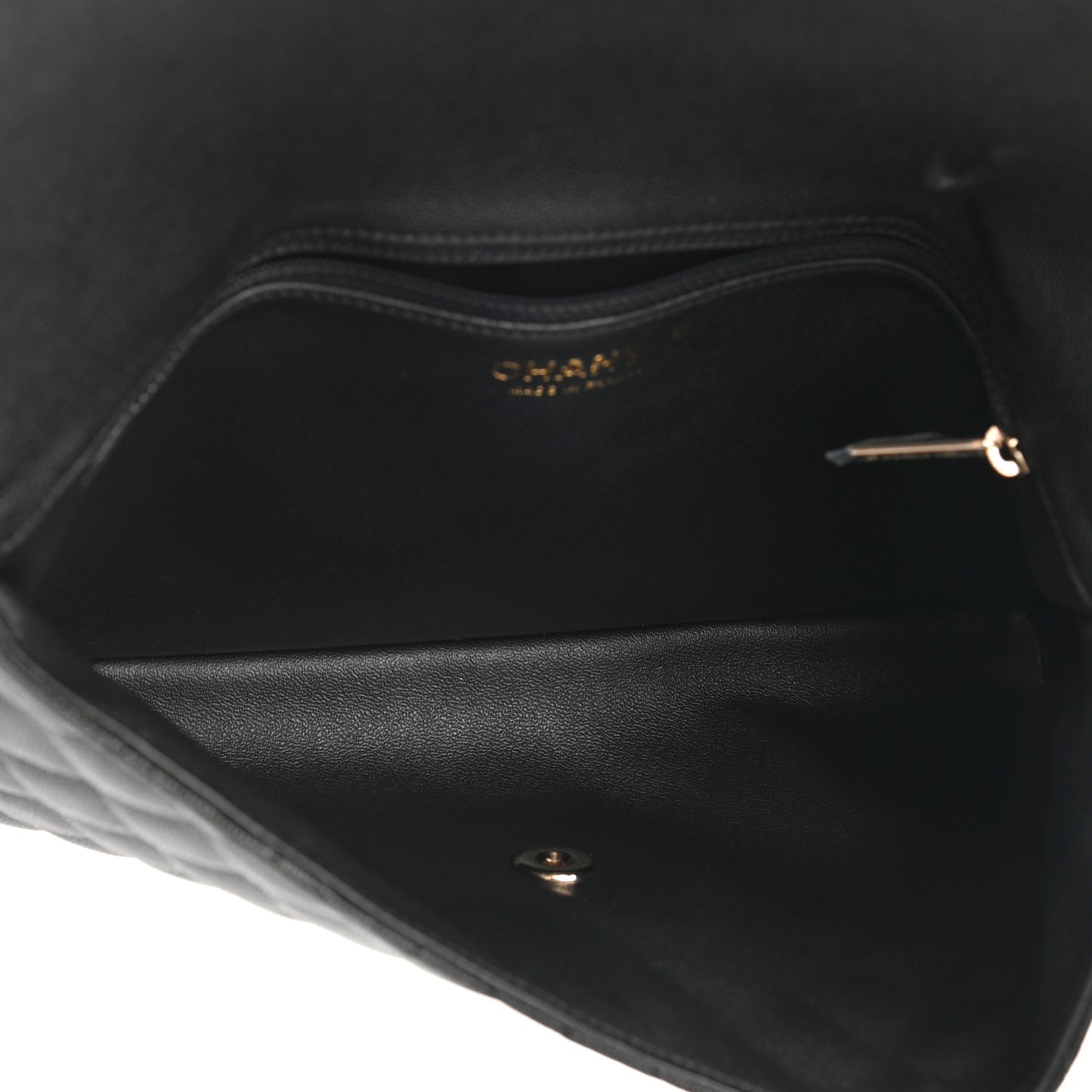 Caviar Quilted Flap Clutch Black
