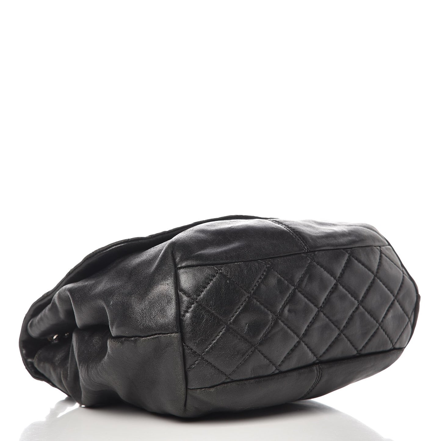 Shiny Lambskin Quilted Medium Trianon Messenger Flap Black