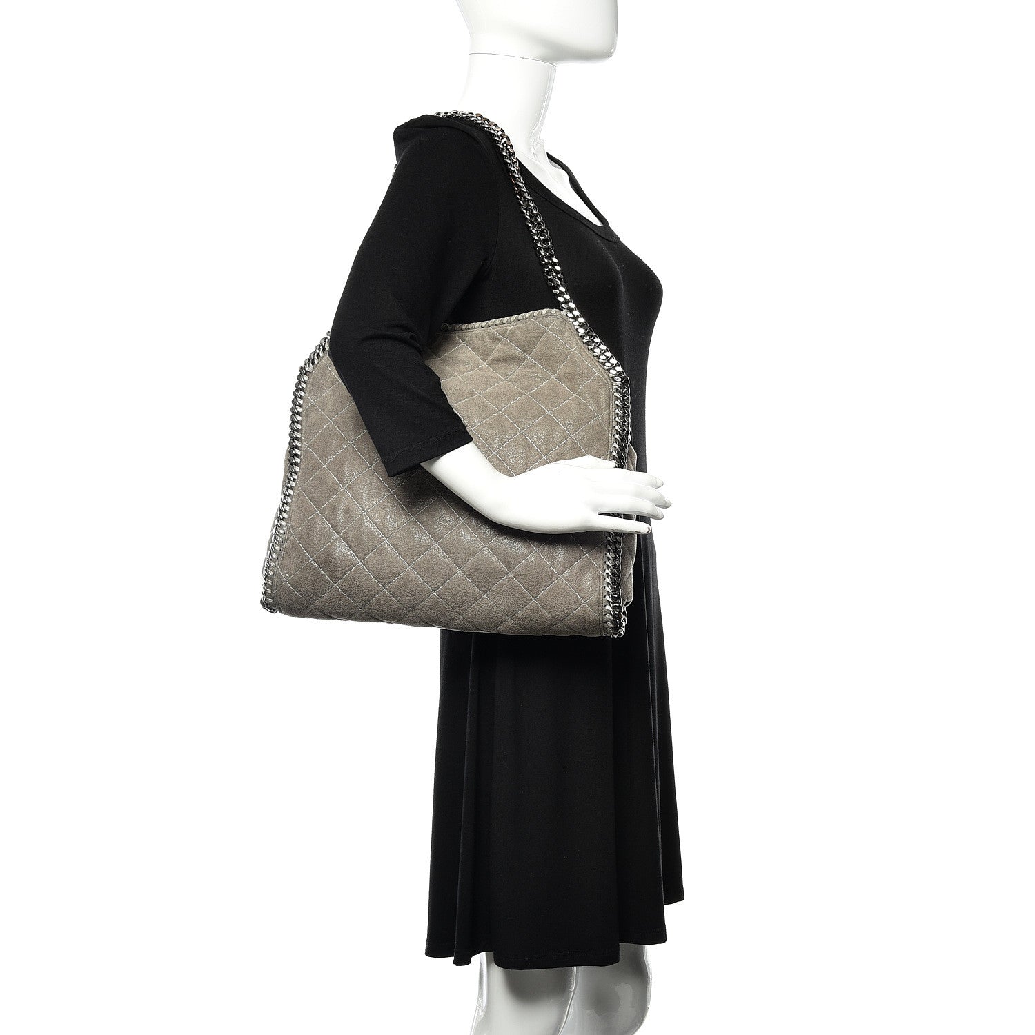 Stella McCartney Shaggy Deer Quilted Small Falabella Tote Grey 2 of 12