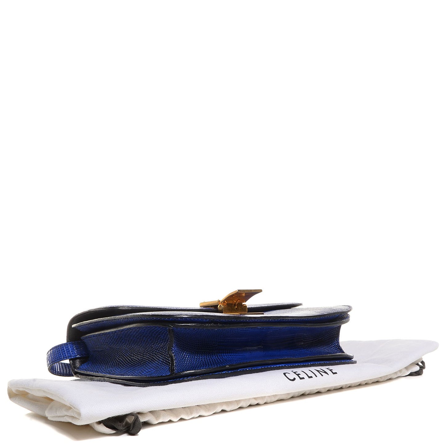 Lizard Medium Classic Box Flap Bag Indigo