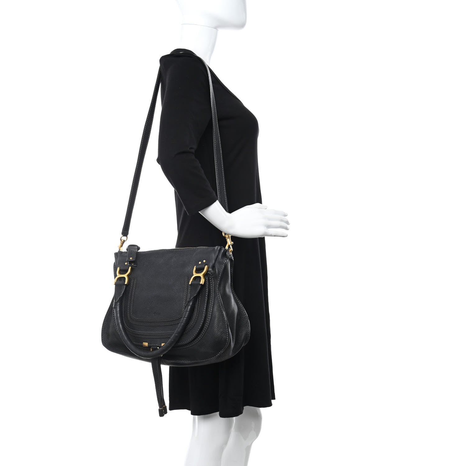 Chloe Calfskin Large Marcie Satchel Black 2 of 11