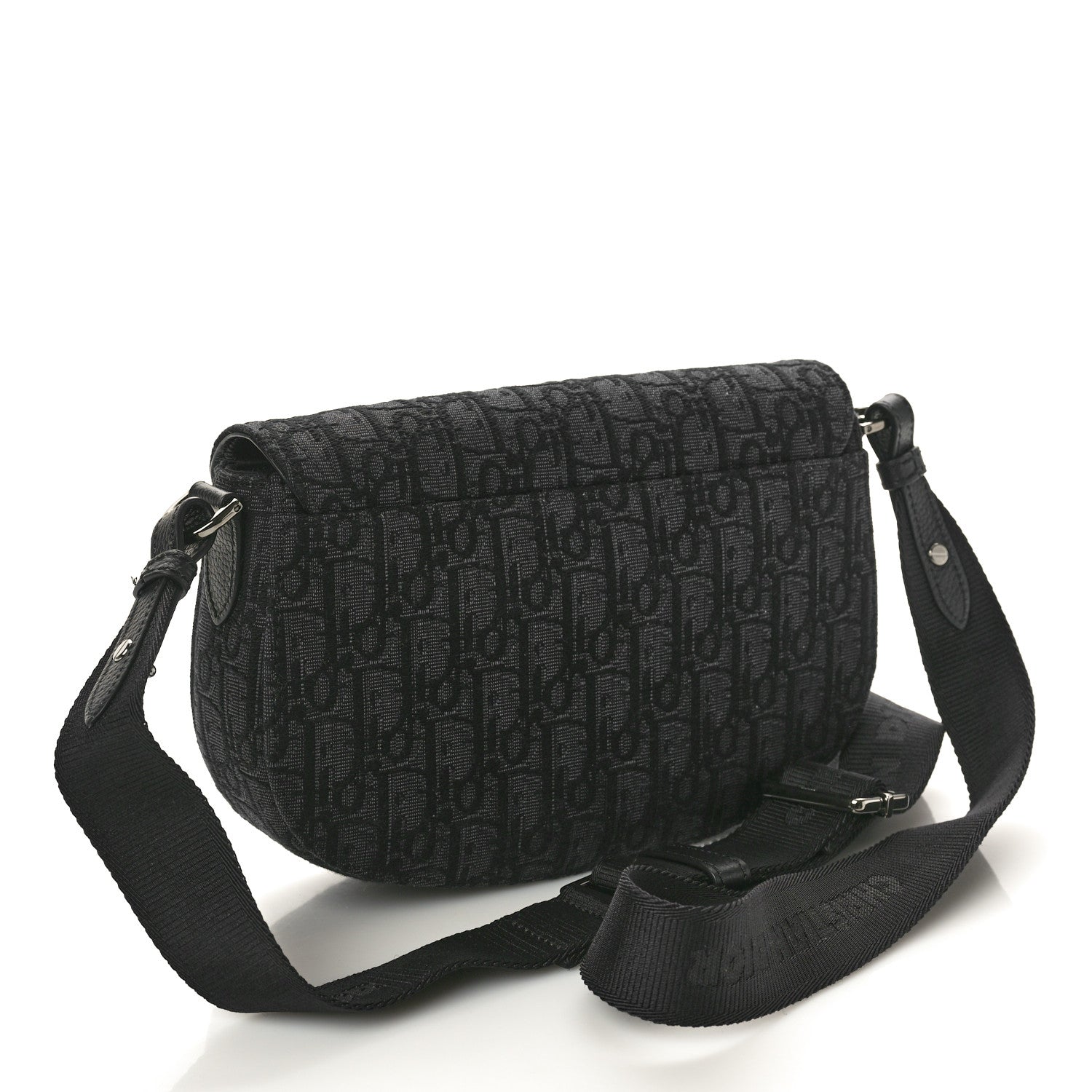 Christian Dior Oblique Jacquard Grained Calfskin Saddle Messenger Pouch Black 3 of 10