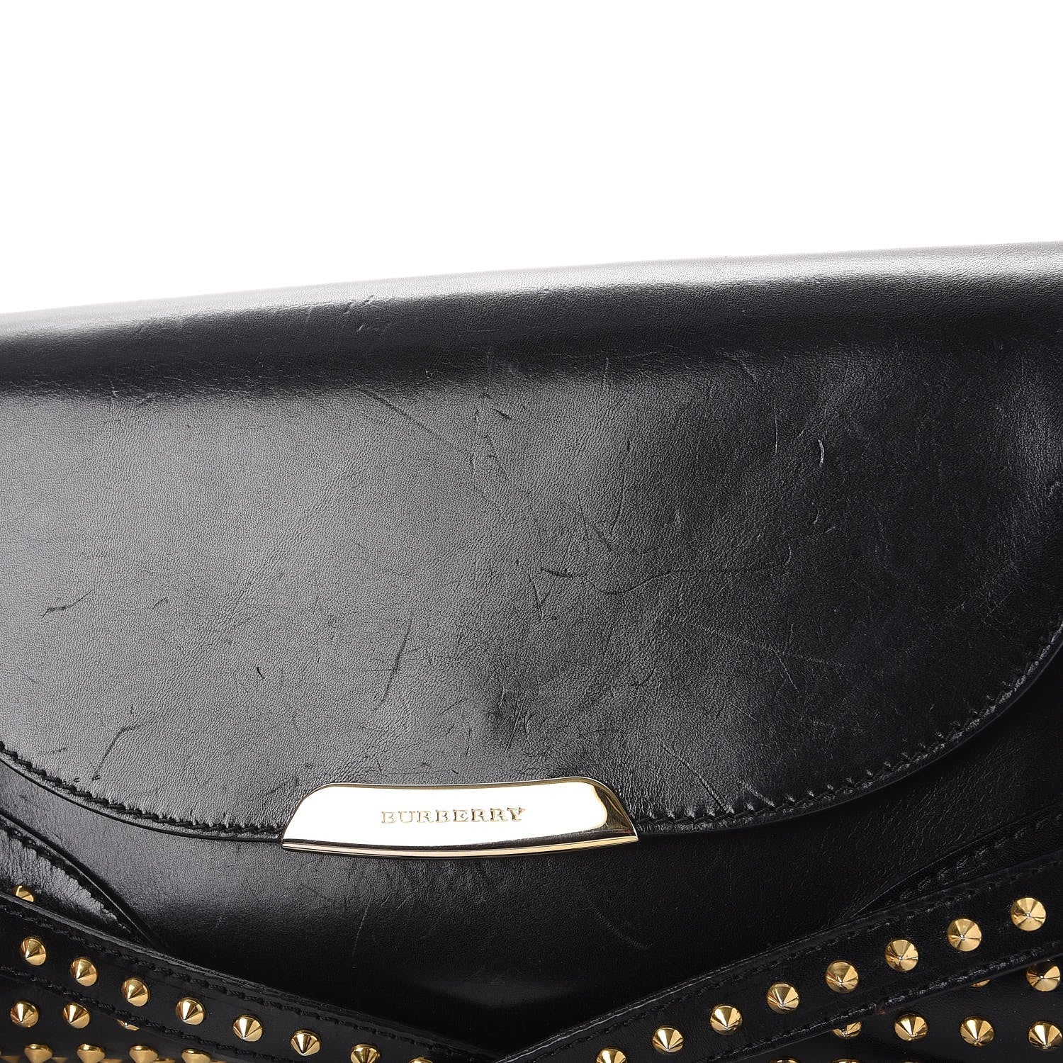 Burberry Polished Bridle Calfskin Studded Small Abbott Crossbody Bag Black 9 of 13