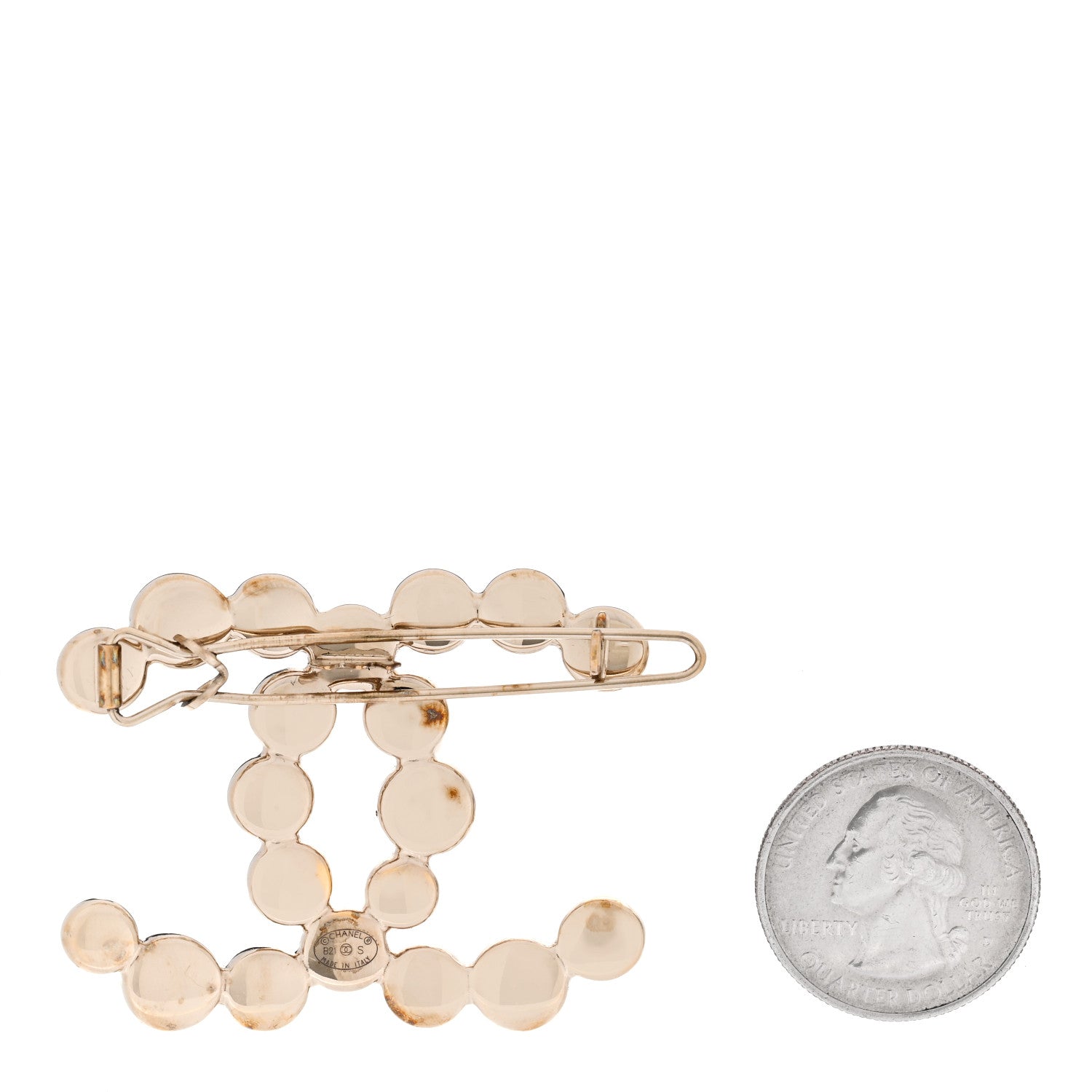 Chanel Metal Beaded CC Hair Clip Gold 2 of 3