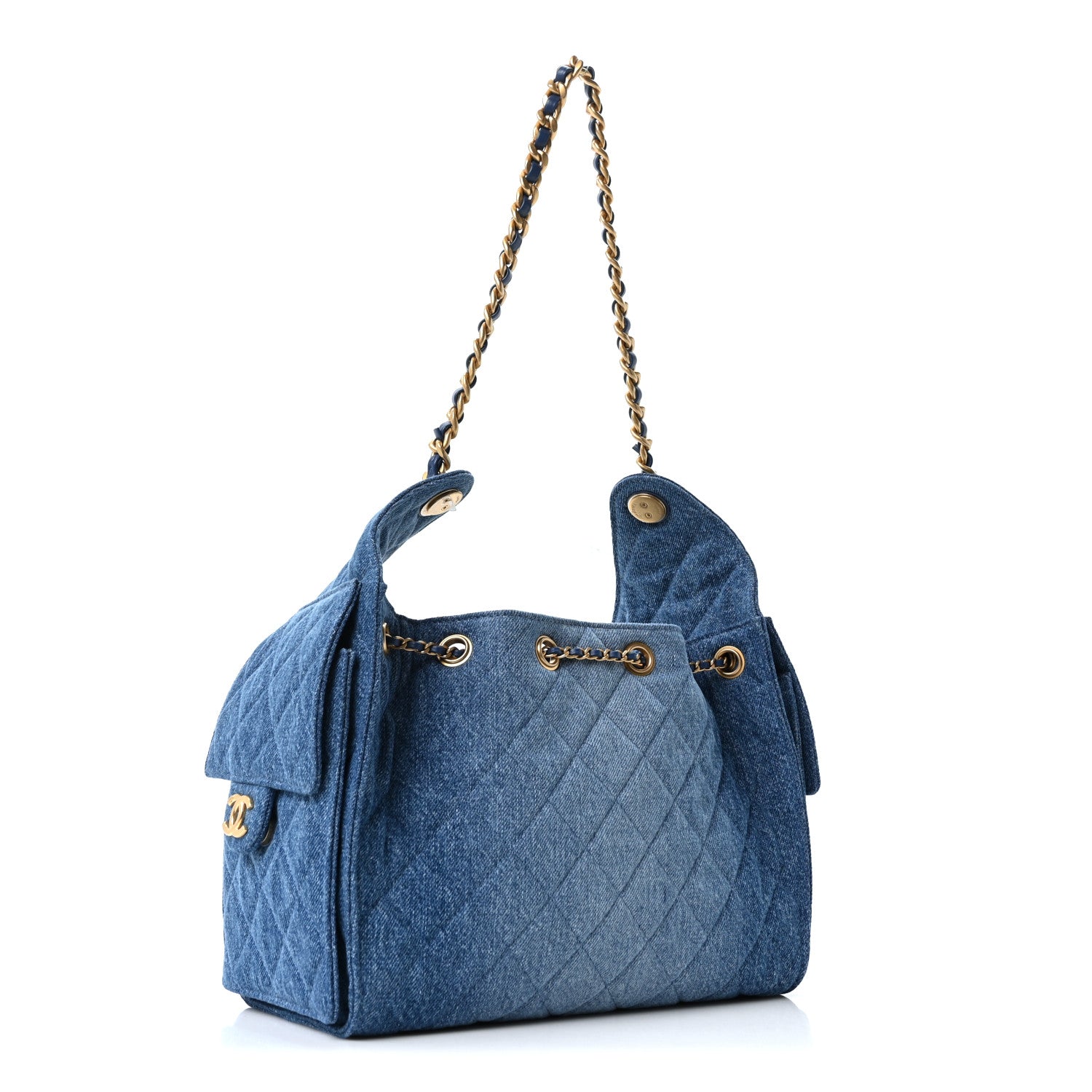 Chanel Washed Denim Quilted Small Chanel 25 Handbag Blue 1858578