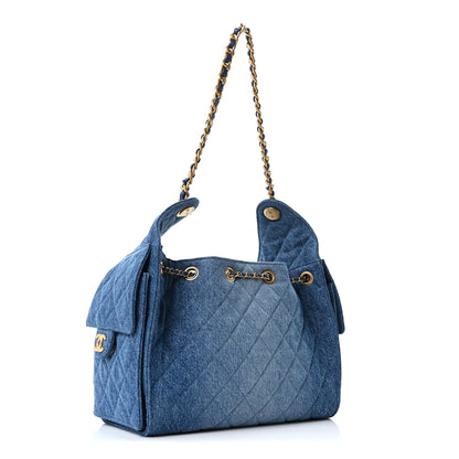 Chanel Washed Denim Quilted Small Chanel 25 Handbag Blue 3 of 11