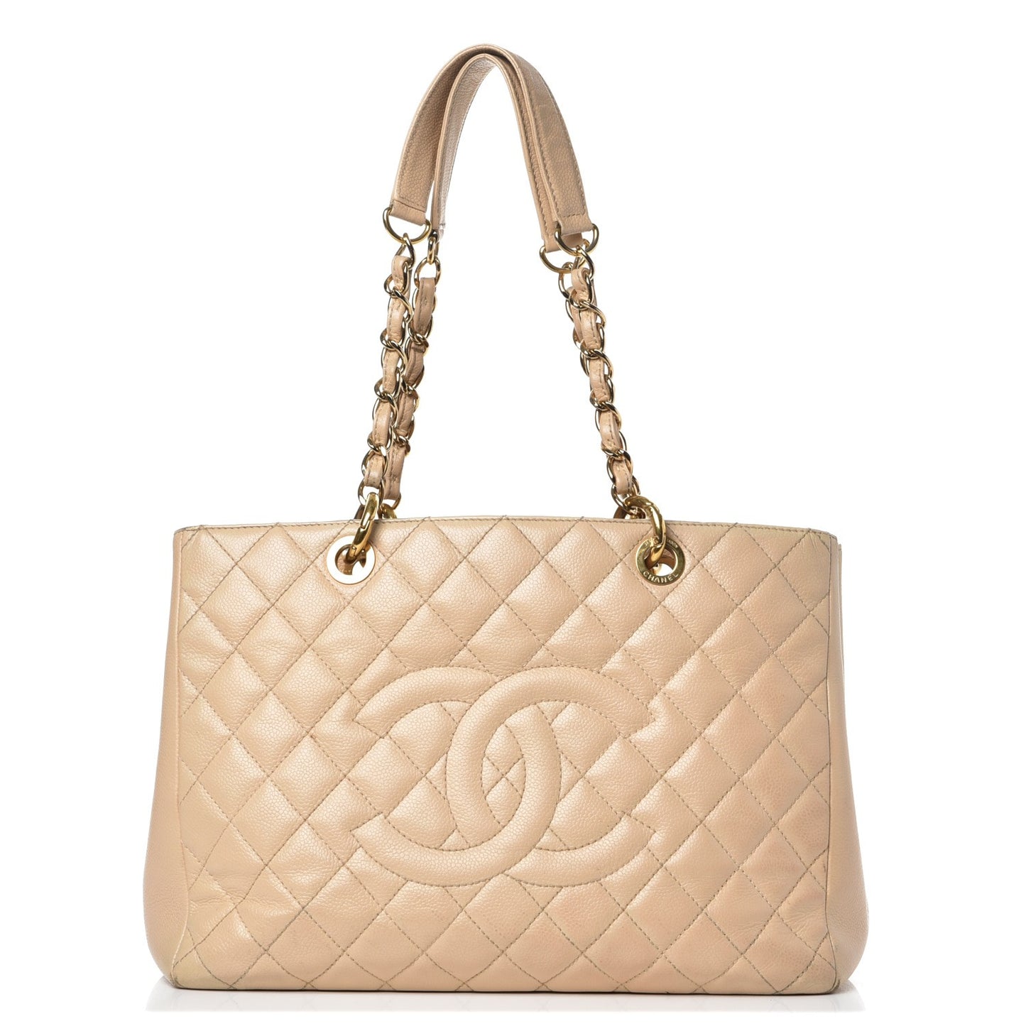 Caviar Quilted Grand Shopping Tote GST Beige