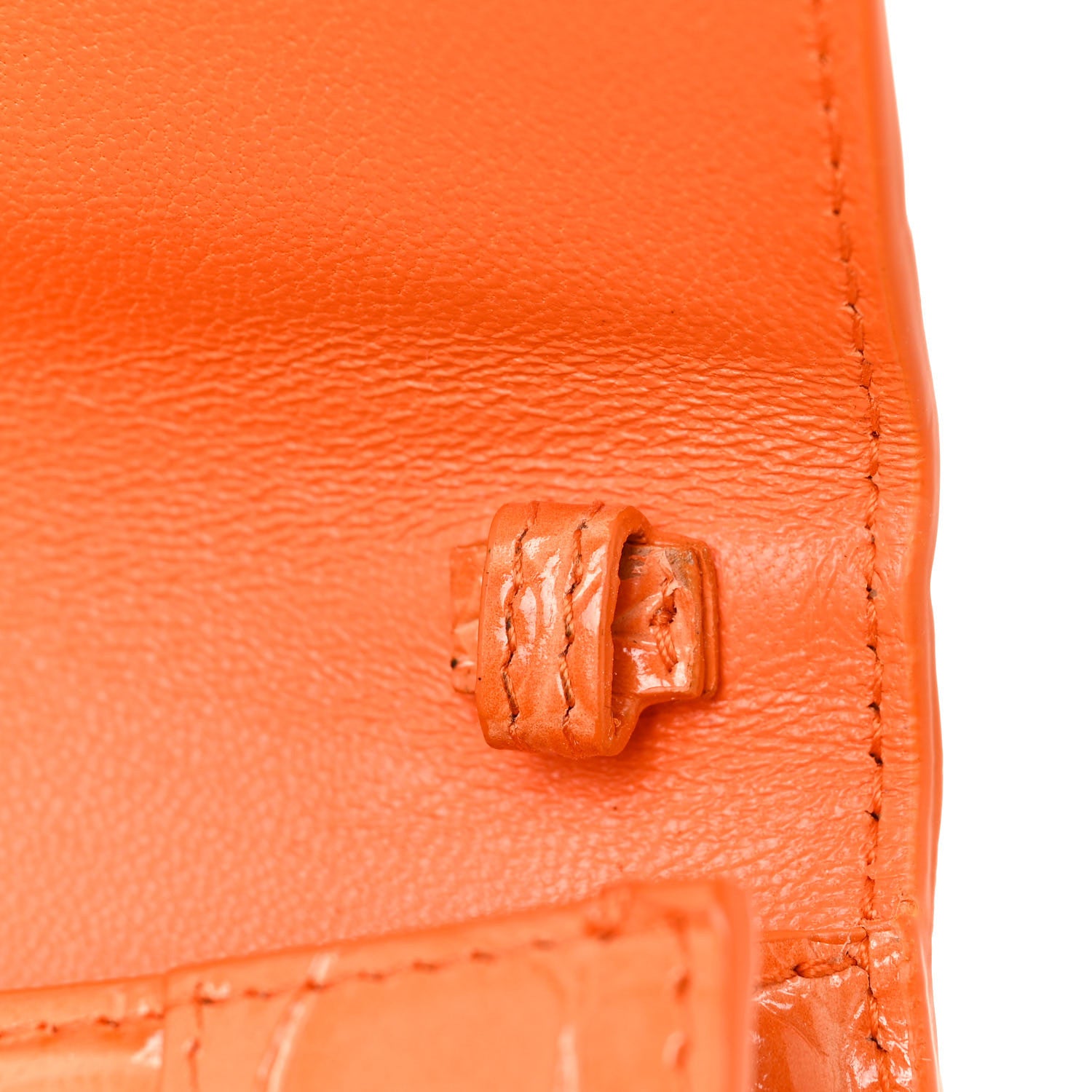 Balenciaga Shiny Calfskin Crocodile Embossed Hourglass Top Handle Bag Mini Orange 20 of 31
