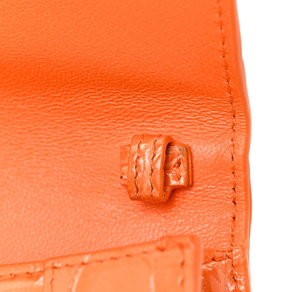 Balenciaga Shiny Calfskin Crocodile Embossed Hourglass Top Handle Bag Mini Orange 20 of 31