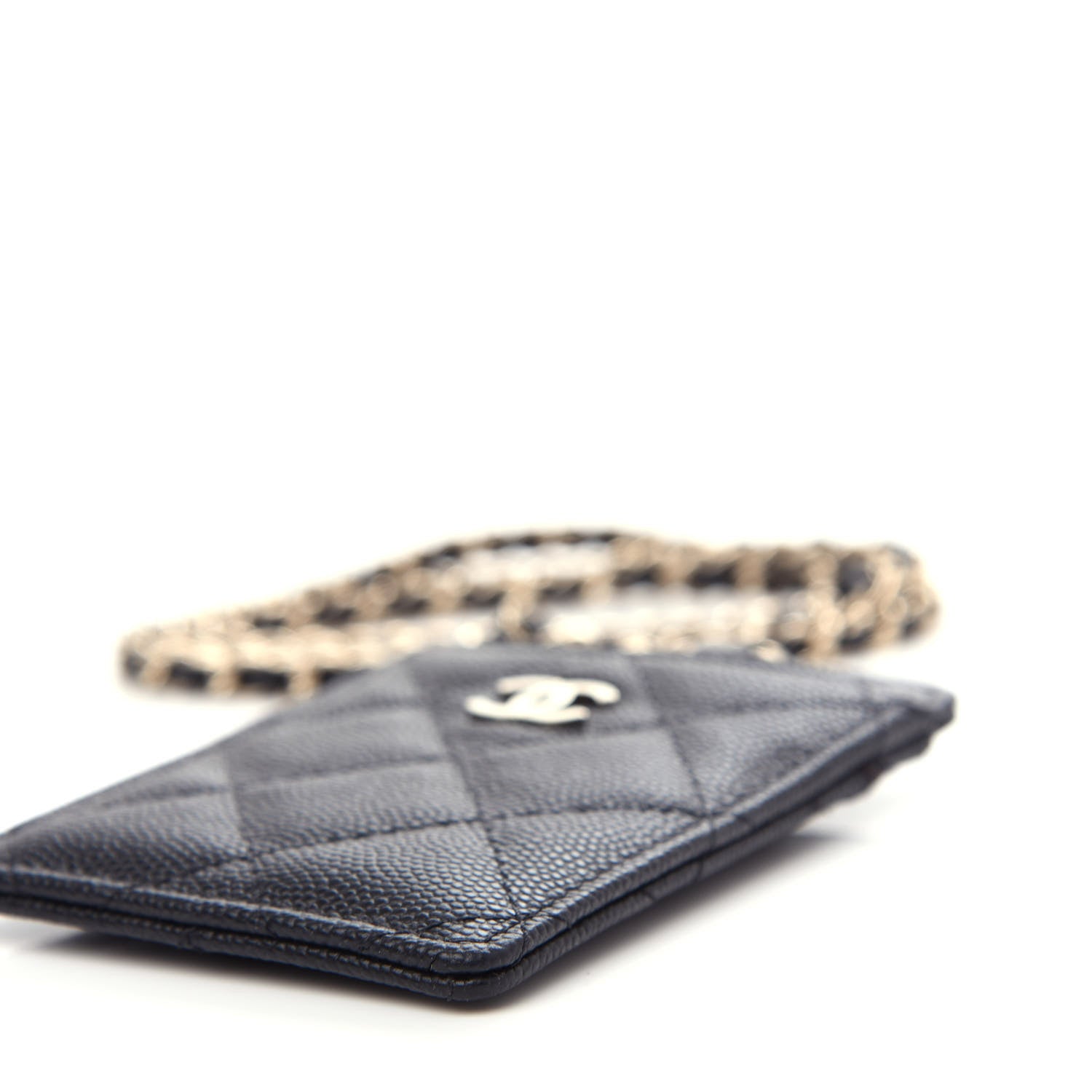 Chanel Caviar Quilted Card Holder On Chain Black 9 of 11