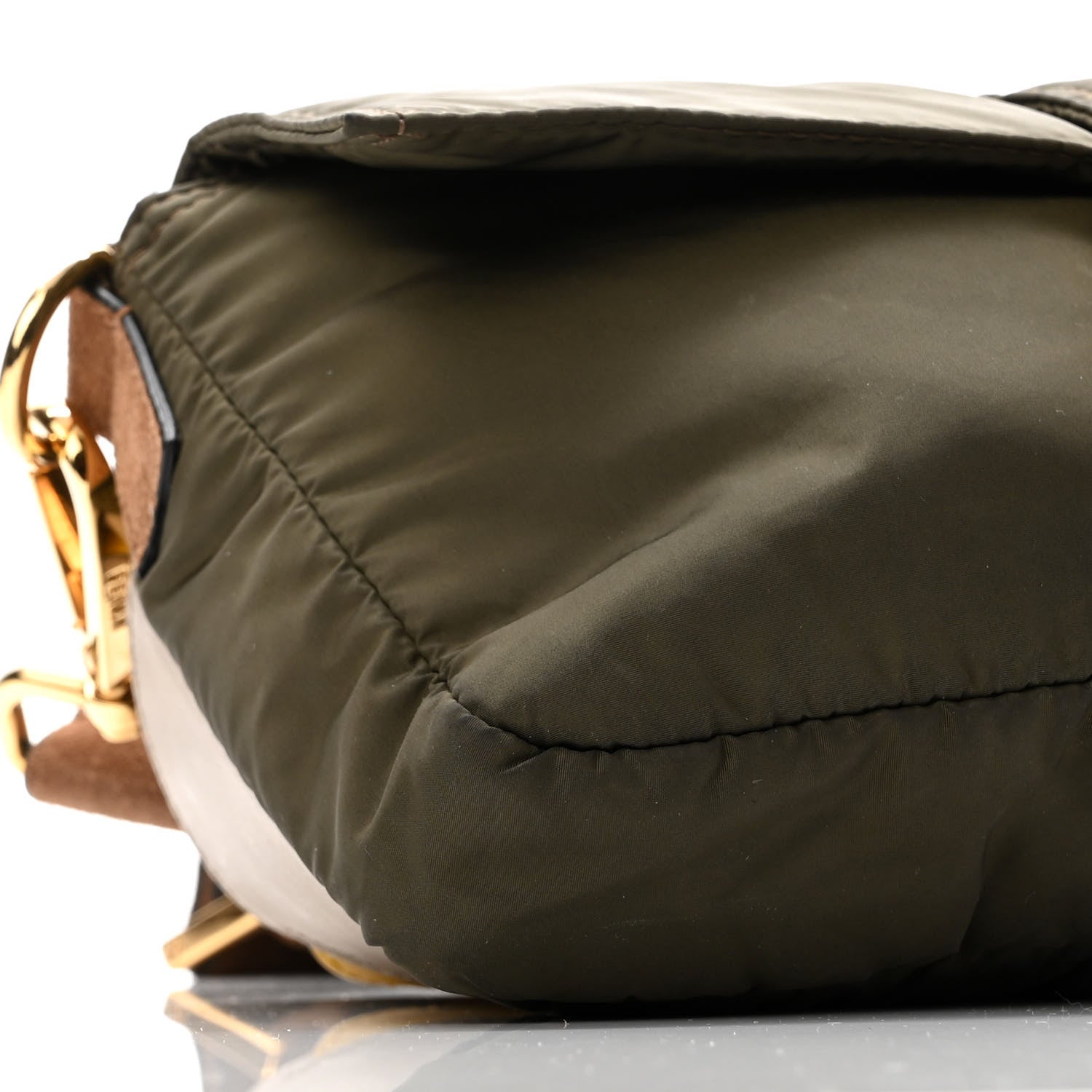 Fendi Nylon Dolmias Vitello Grace FF Puffer Belt Baguette Bag Military Brown Tortora 9 of 10
