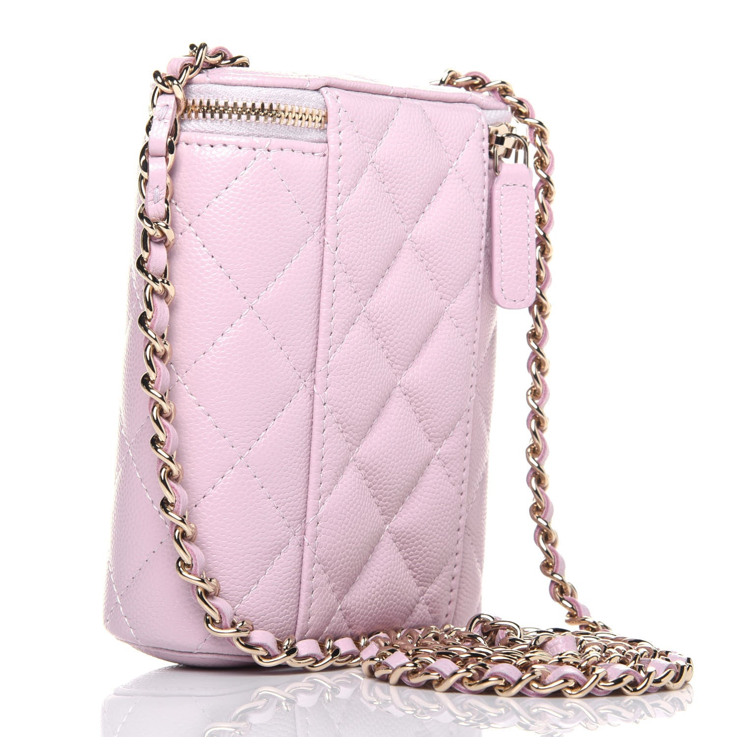 Chanel Caviar Quilted Small Vertical Coco Beauty Vanity Case With Chain Light Pink 3 of 11