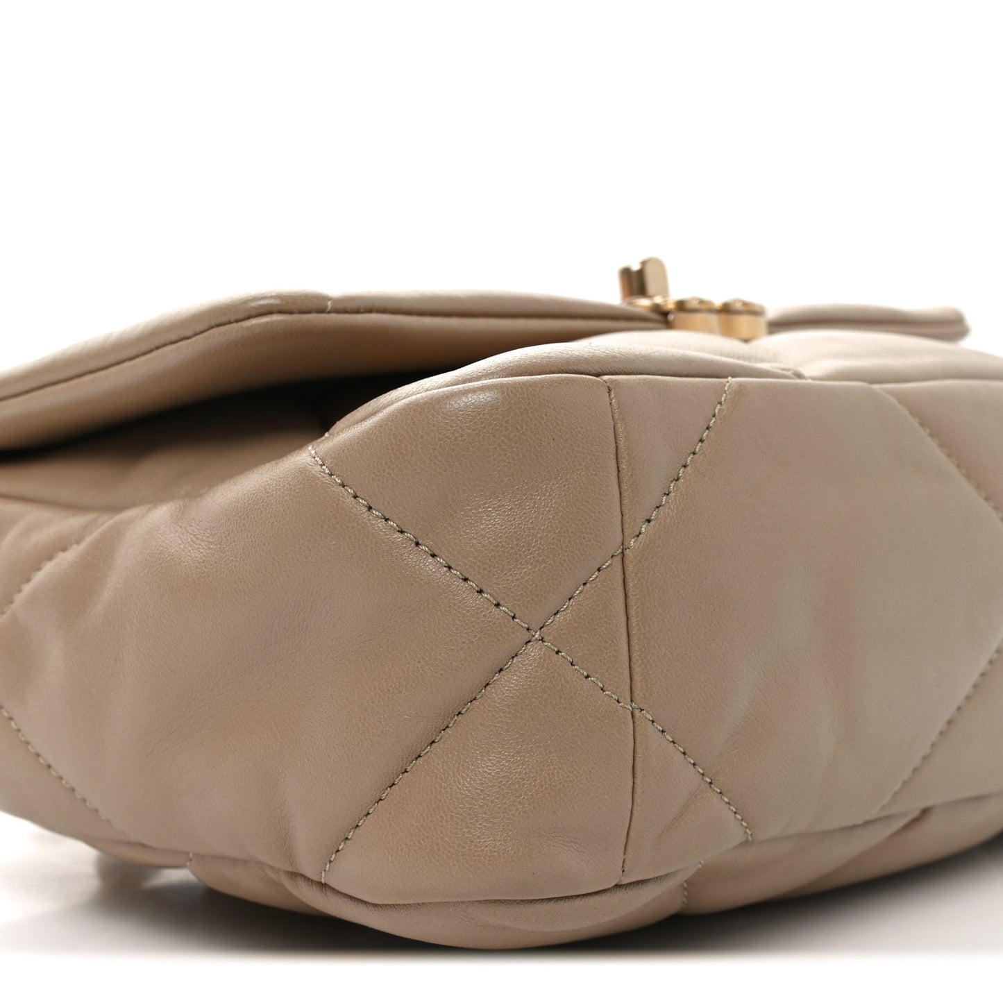Lambskin Quilted Medium Chanel 19 Flap Dark Beige