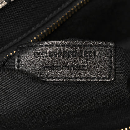 Saint Laurent Embroidered Cotton Linen Rive Gauche Noe Tote Natural Black 7 of 10