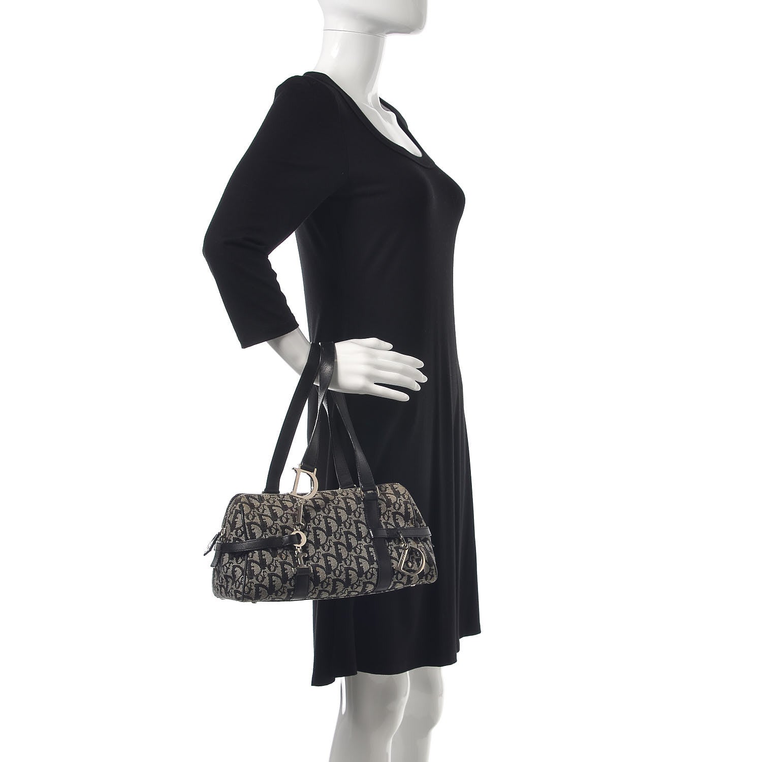Christian Dior Denim Monogram Charms Shoulder Bag Black 2 of 16