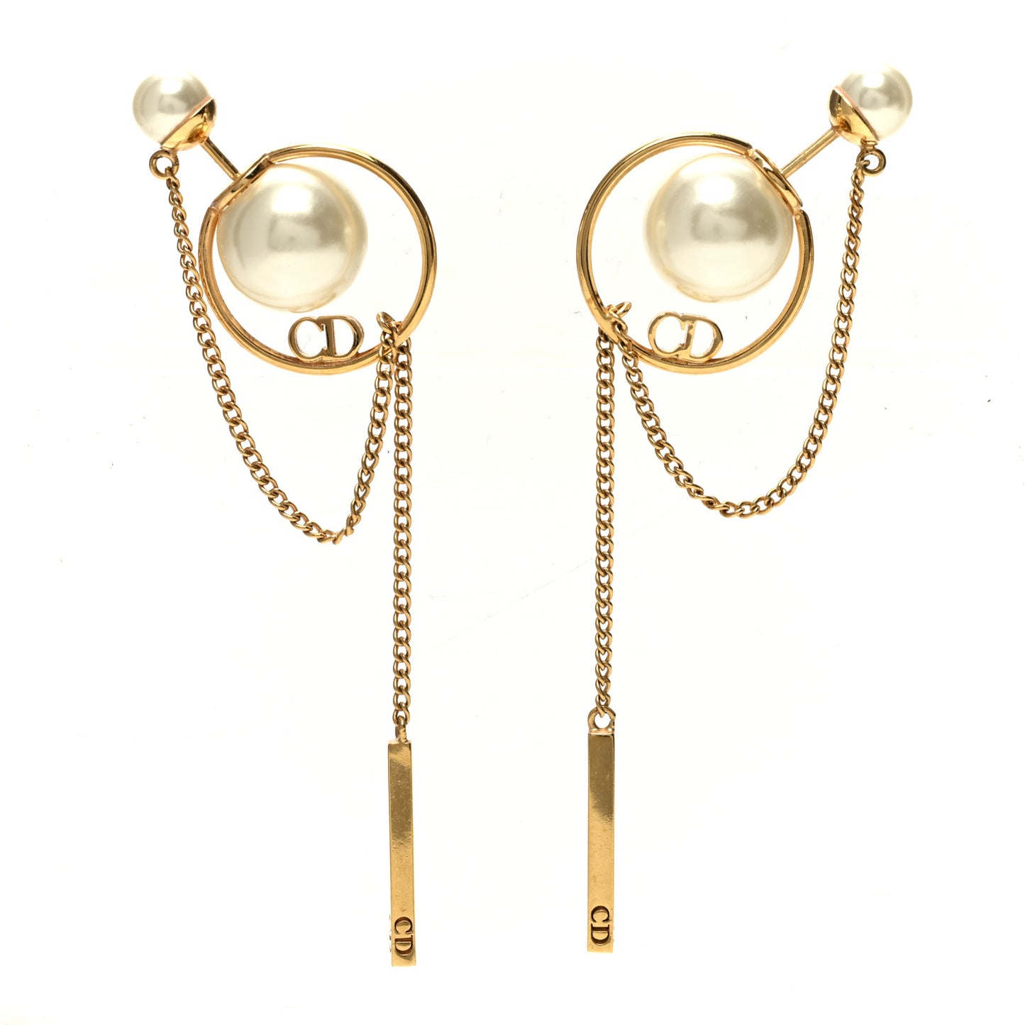 Pearl Tribales Dangle Chain Earrings Gold