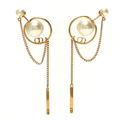 Christian Dior Pearl Tribales Dangle Chain Earrings Gold 1 of 5