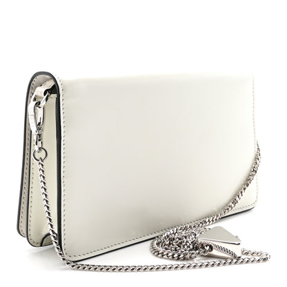 Prada Spazzolato Flap Slide Chain Shoulder Bag Argento White 3 of 9