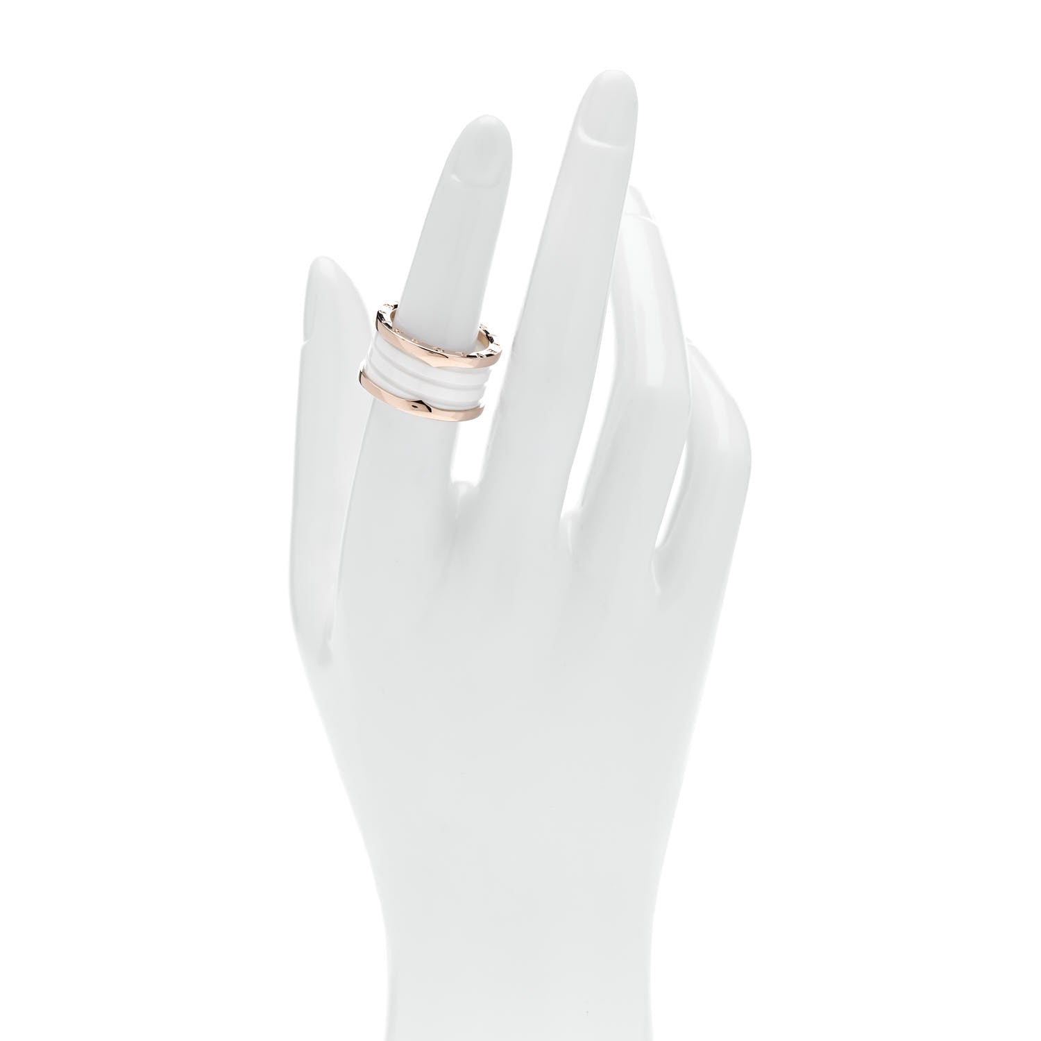 Bulgari 18K Rose Gold White Ceramic B.Zero1 Four-Band Ring 54 6.75 2 of 5