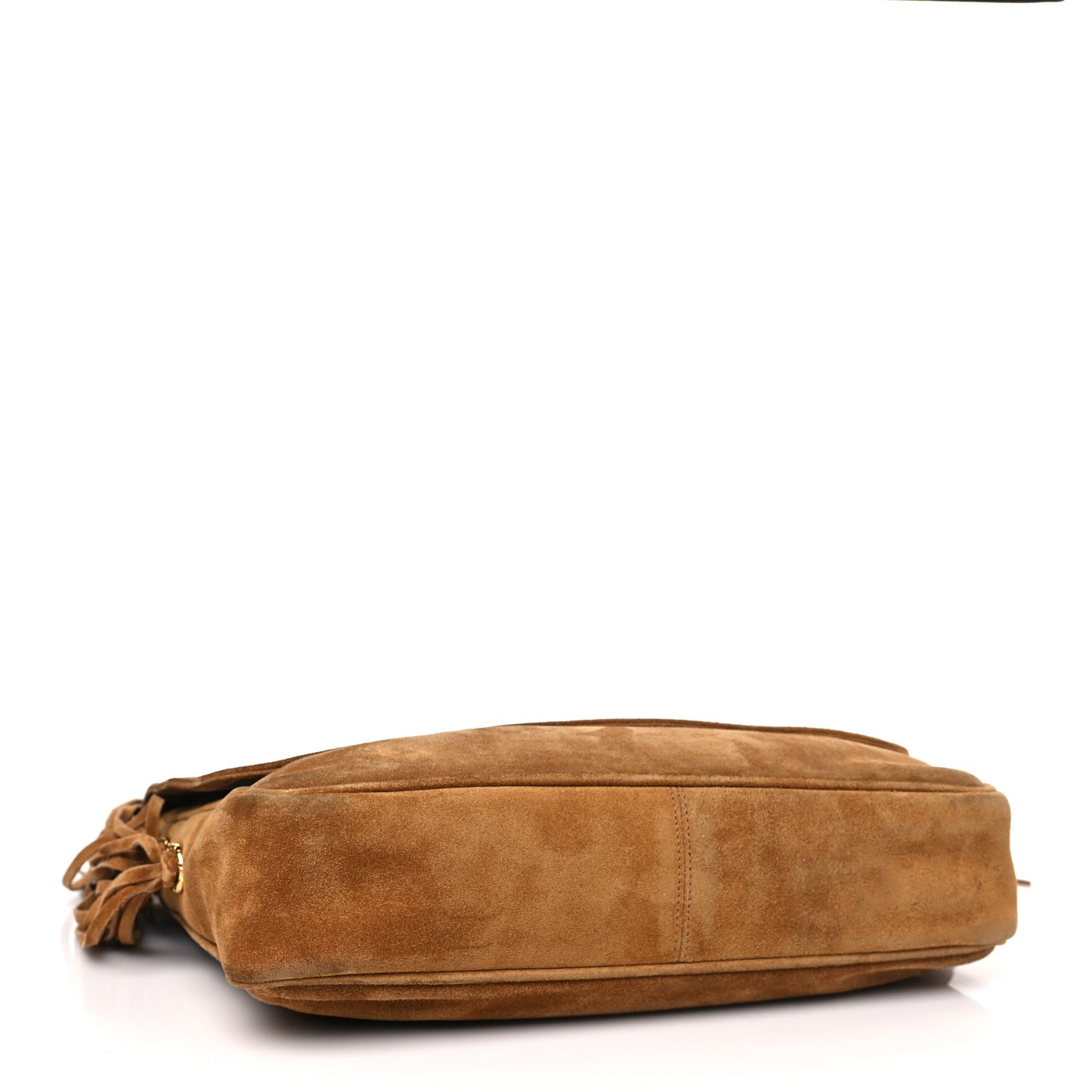 Suede CC Fringe Messenger Flap Bag Brown