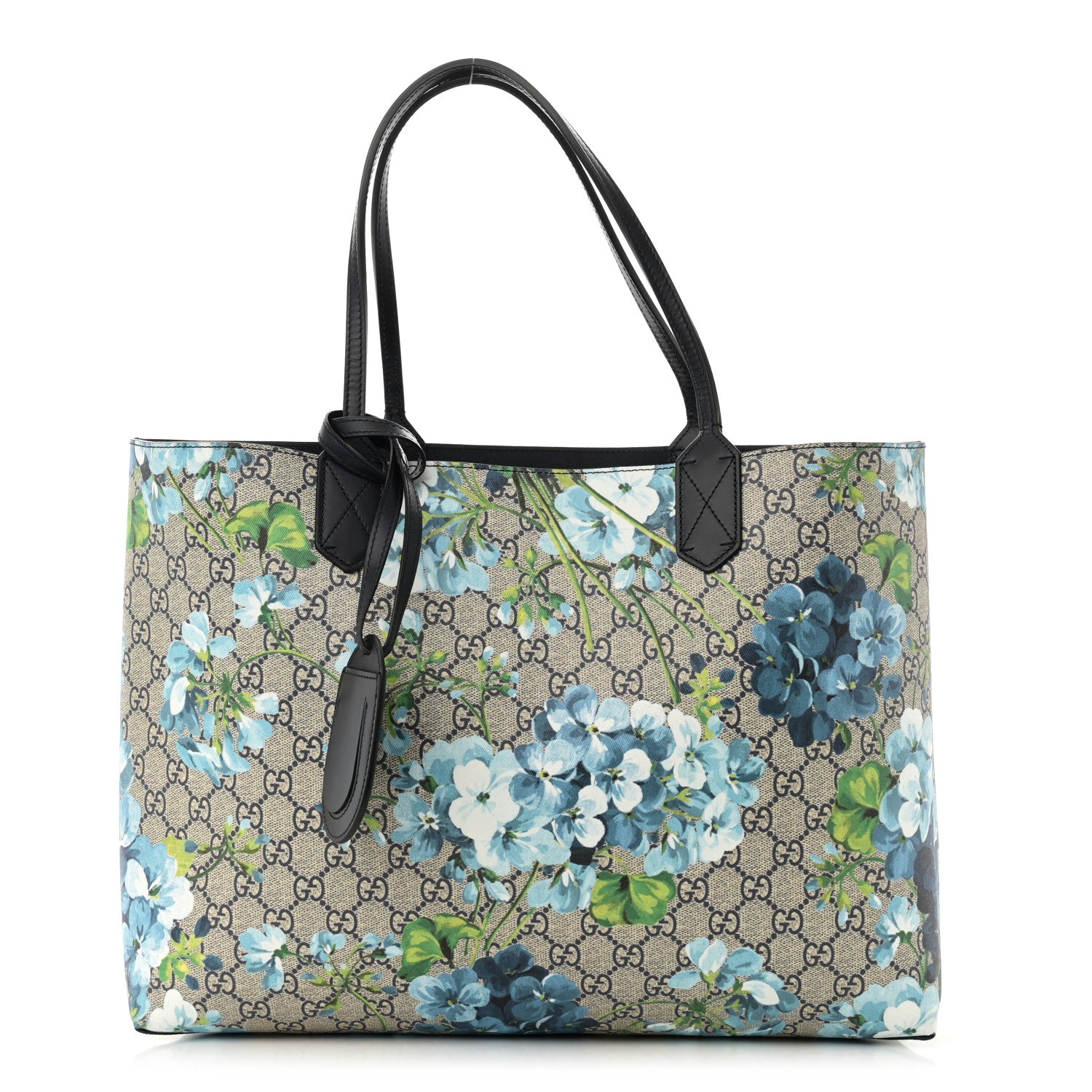 Gucci GG Supreme Monogram Blooms Medium Reversible Tote Beige Blue Navy 2 of 15