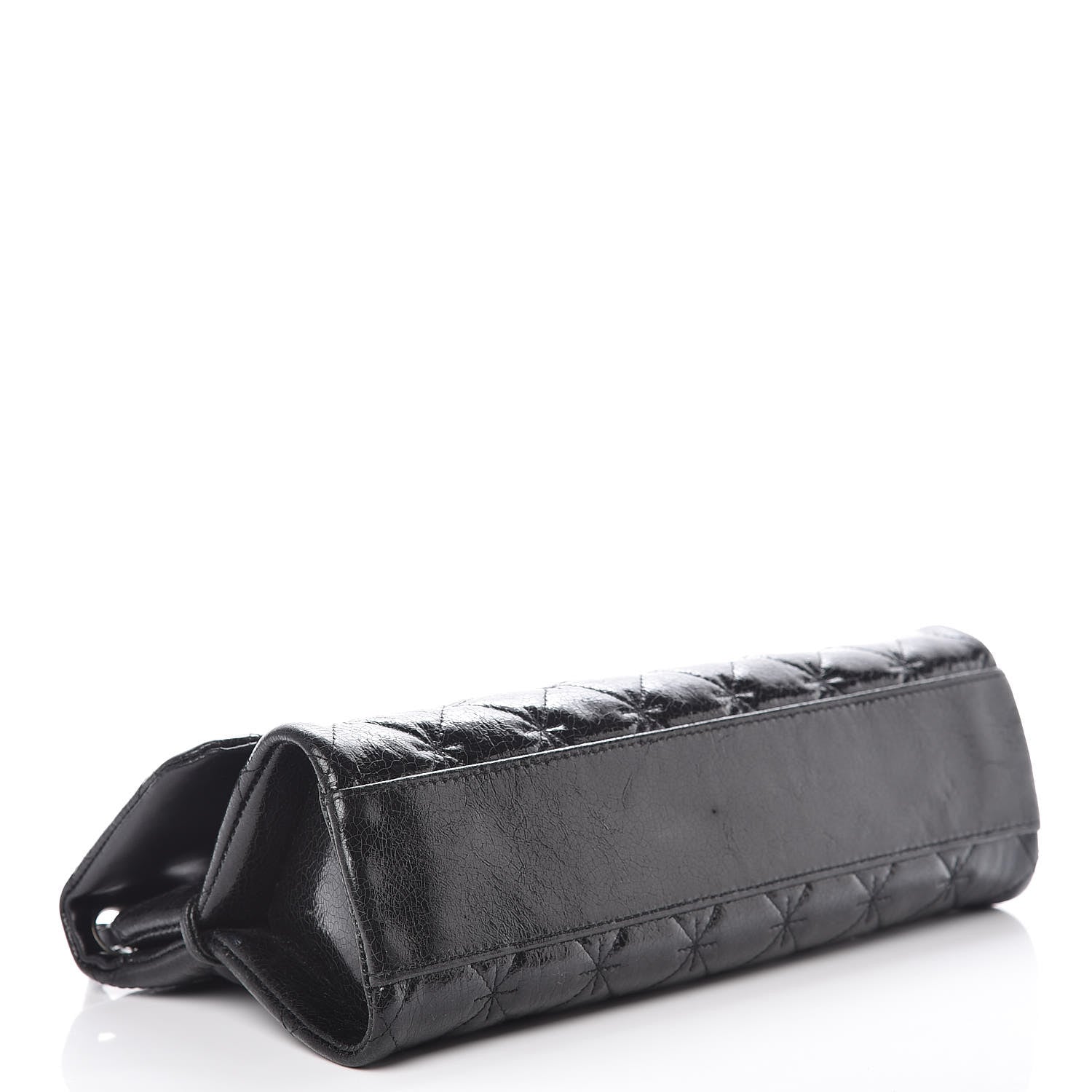 Chanel Glazed Crackled Calfskin Quilted Mademoiselle Flap Black 4 of 13