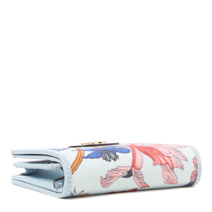 Gucci Canvas Flora Card Case Wallet Blue 3 of 9