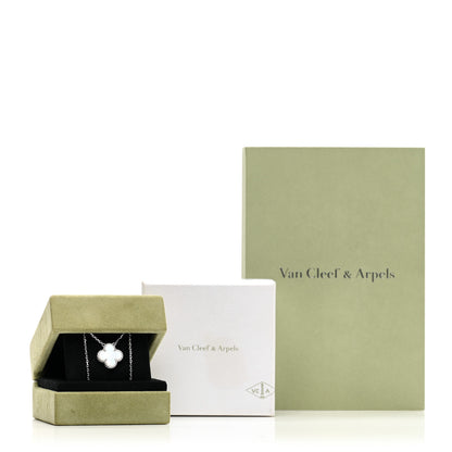 Van Cleef & Arpels 18K White Gold Mother of Pearl Vintage Alhambra Pendant Necklace 5 of 5